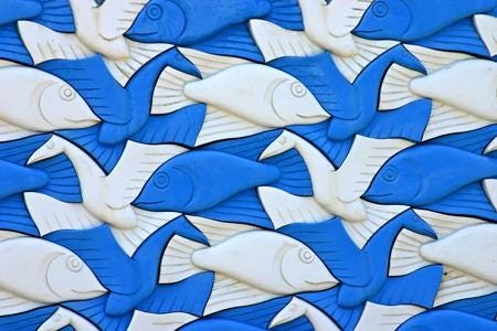 Escher’s Birds and Fish Tessellation Print | Art Print Decor | Unique Wall Art