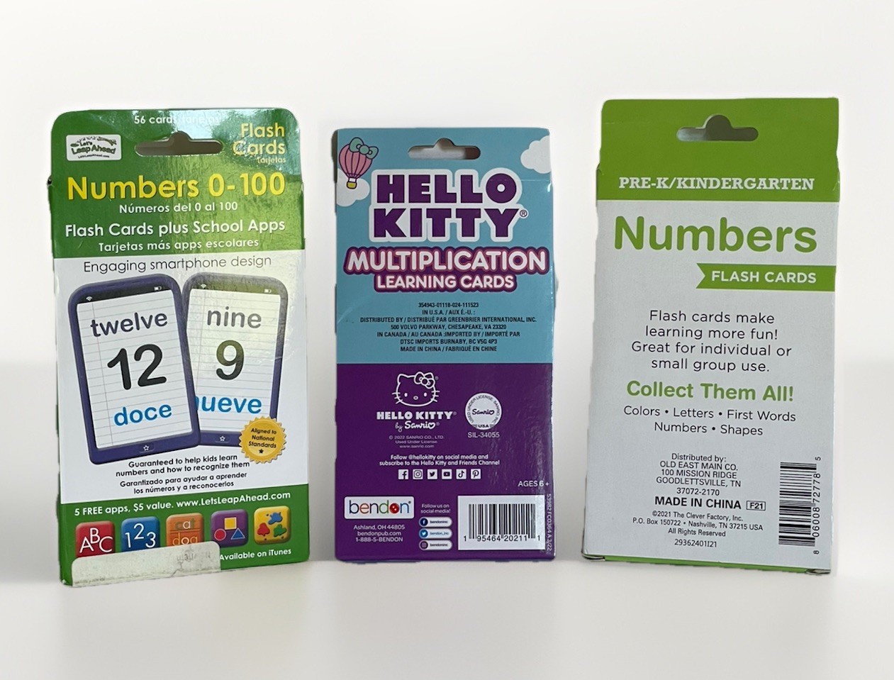 Flash Cards / Lot Of 3/Hello Kitty/Numbers 0-100/Ages 3+ 4+ 6+ / Open Box