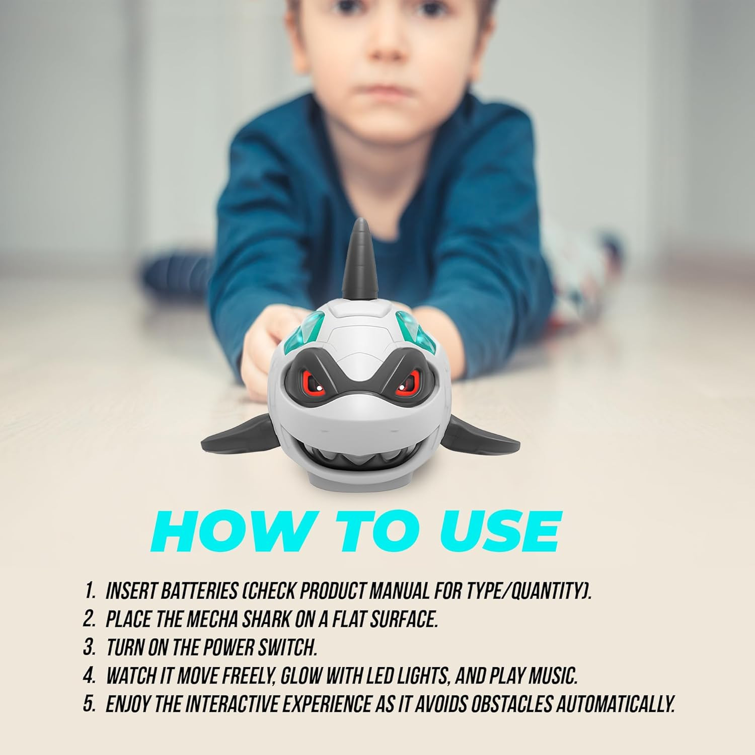 Interactive Crawling Shark Toy with Music and Lights for Infants and Toddlers