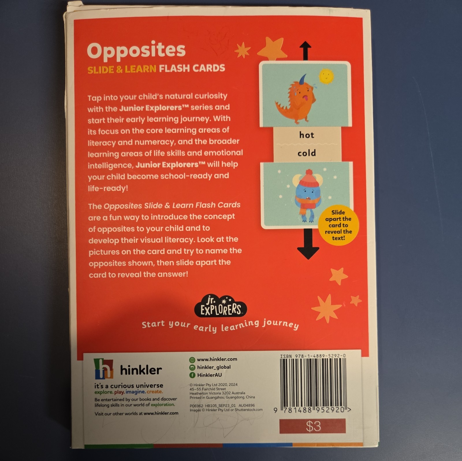 Jr. Explorers Opposites Teachers Slide & Learn Flash Cards! Educational/Learning