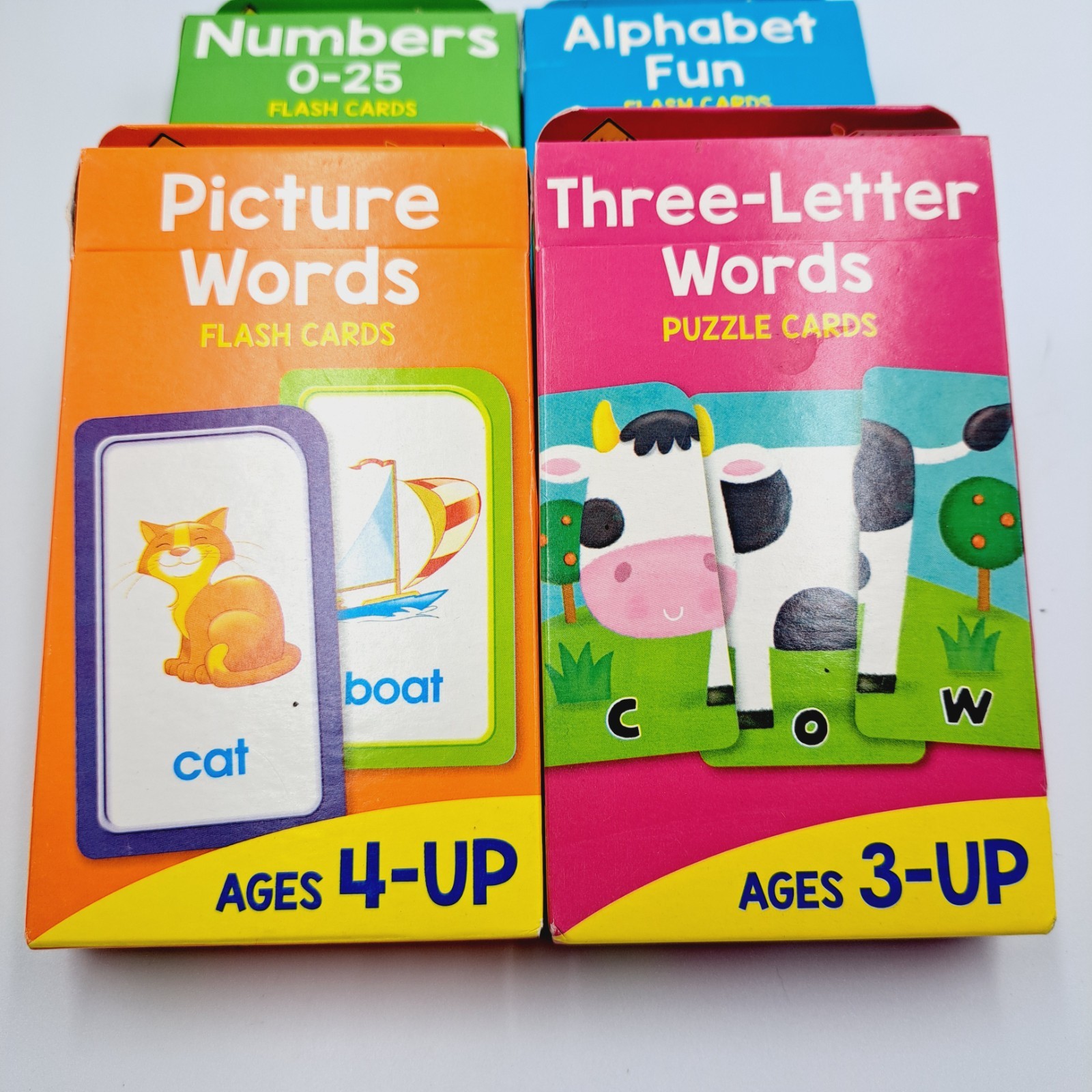 4 Packs of Learning Flash Cards School Zone Numbers, Words & Alphabet Age 3 & Up