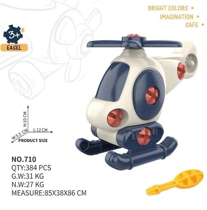 Educational Helicopter Toy Set Disassembly & Assembly Airplane STEM Kids Age 3+