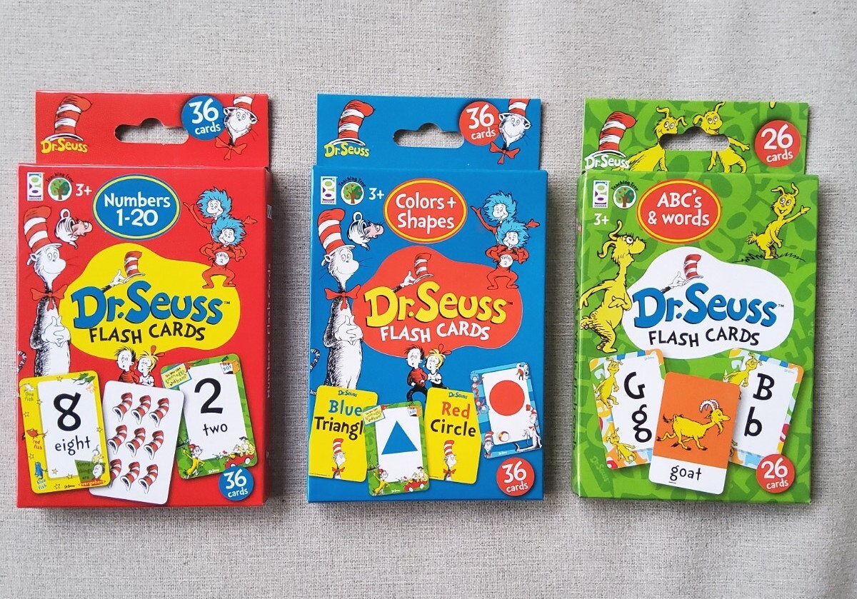 DR. SEUSS Flash Cards LOT of 3: Numbers – ABC’s & Words – Colors & Shapes
