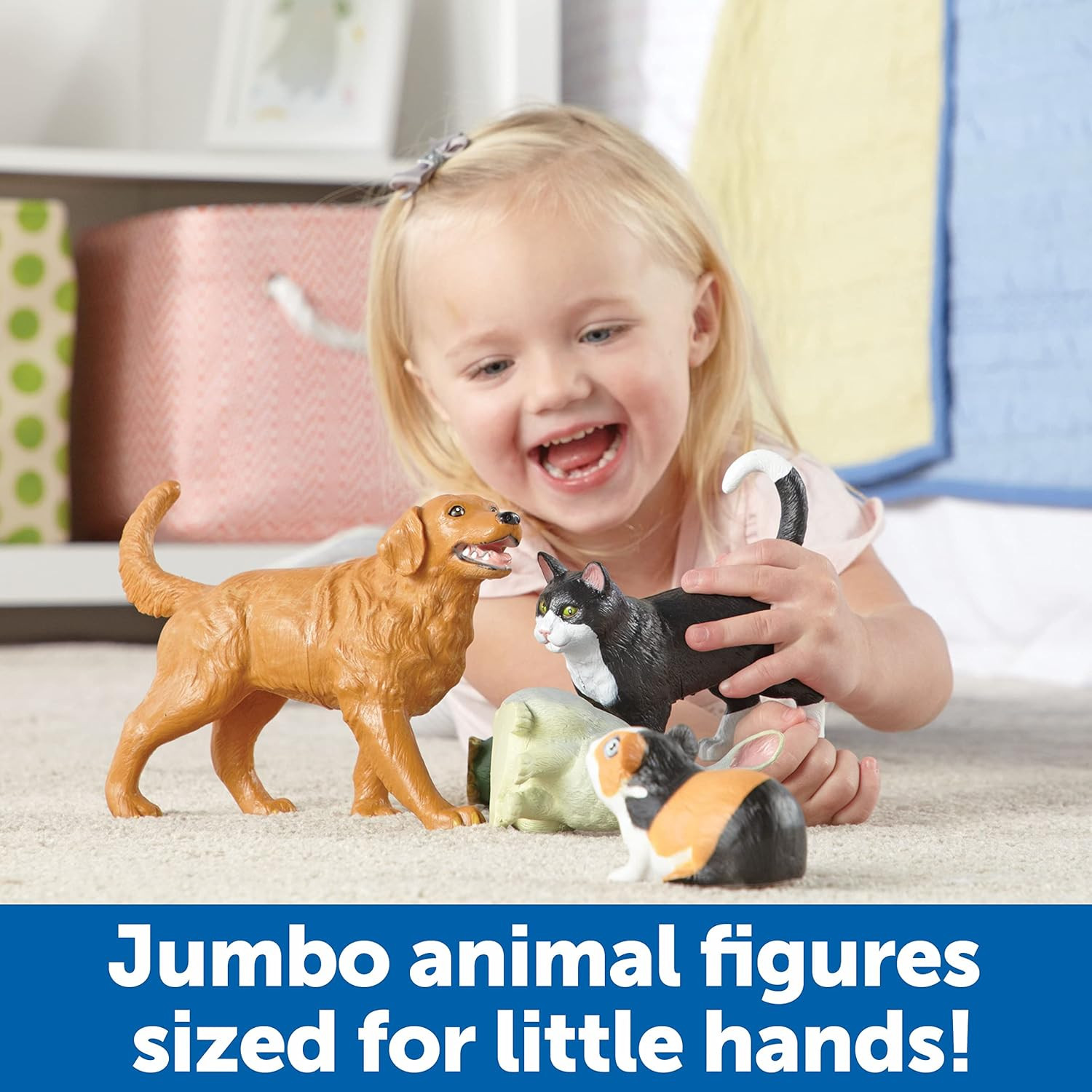 Jumbo Domestic Pets – 6 Pieces, Ages 2+ Preschool Pet Toys, Classroom Desk Pets,