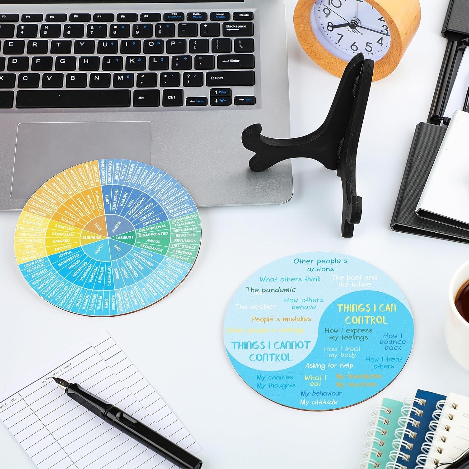 Wooden Feelings Wheel Chart Duo for Office Decor – Support Mental Health