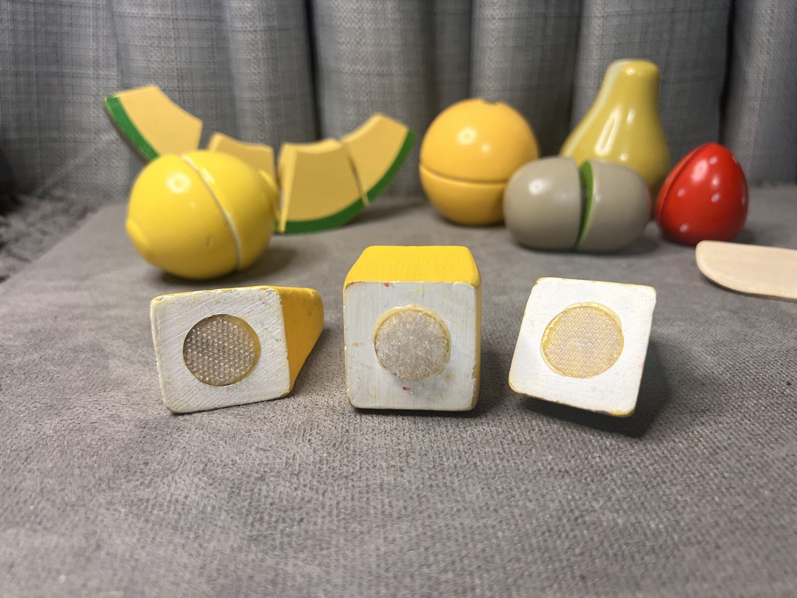 Kids Wooden Kitchen Cutting Fruits Toys Learning Knife Hook Loop Closure Lot