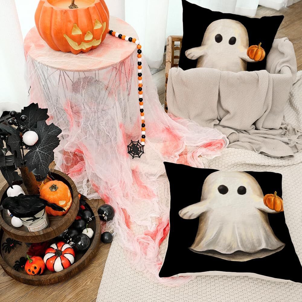 AACORS Halloween Pillow Covers 18X18 Set of 2,Ghost Pumpkin Decoration Holiday