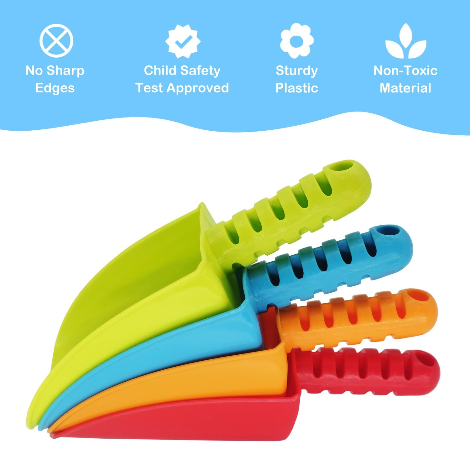 LoayBhok Beach Shovel Toys for Kids: Heavy Small, Blue, Red, Orange, Green