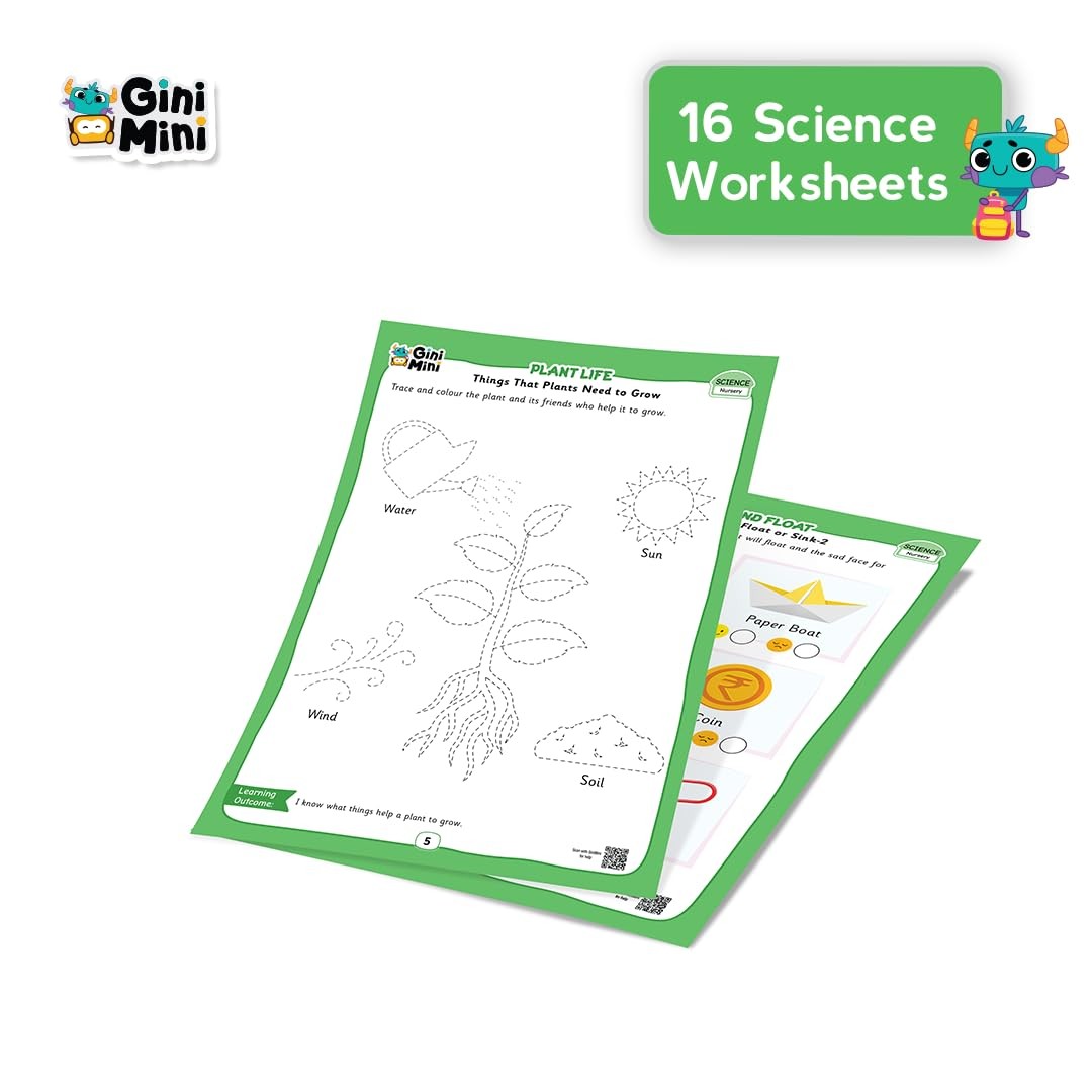 300 Nursery Worksheets (English, Maths, Science, & EVS) with Stickers & Index…