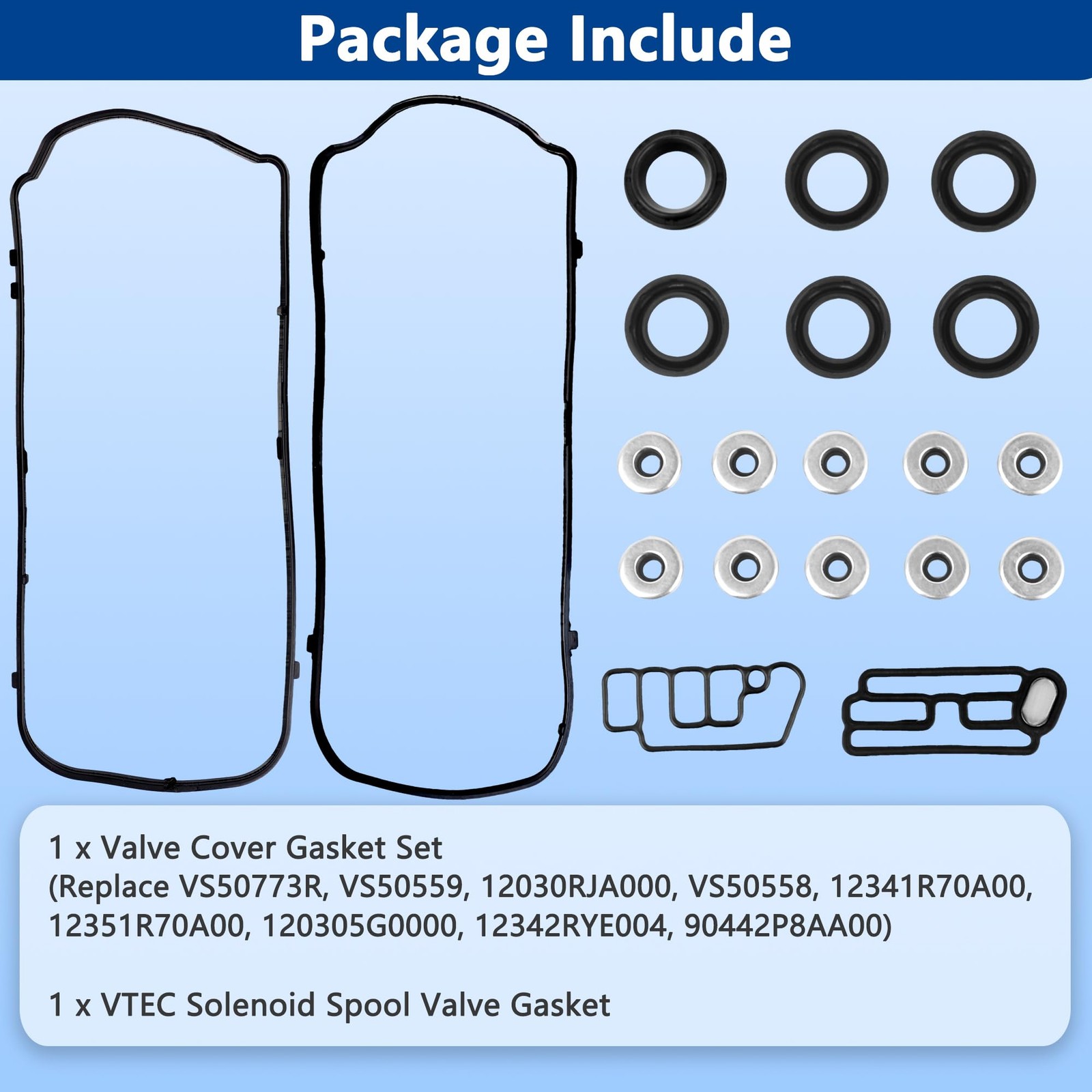 VS50773R Engine Valve Cover Gasket Set Kit & 15845-R70-A01 Solenoid Valve…