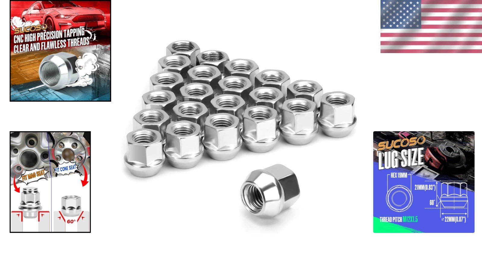 M12x1.5 Lug Nuts,One-Piece Wheel Nuts for Toyota Corolla/Prius/Sienna,Lexus RX35