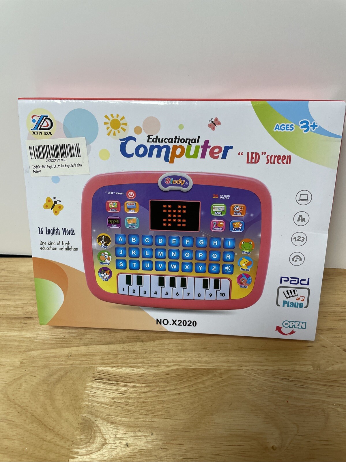 New! Educational Computer Kids Toy 3+ LED Screen Brain Games Pink Fun Kids Toy