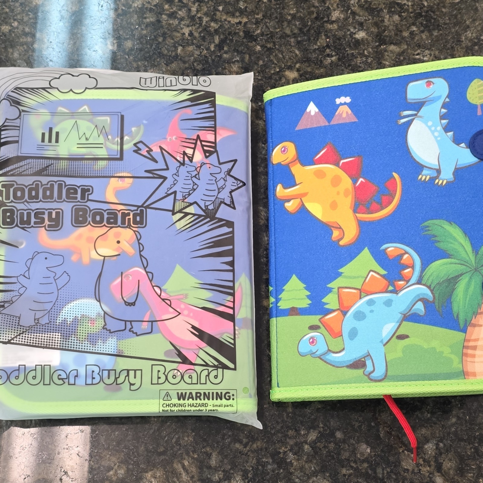 Winblo Toddler Busy Board Activity Book, Alphabet/Letters Learning, Dinosaurs