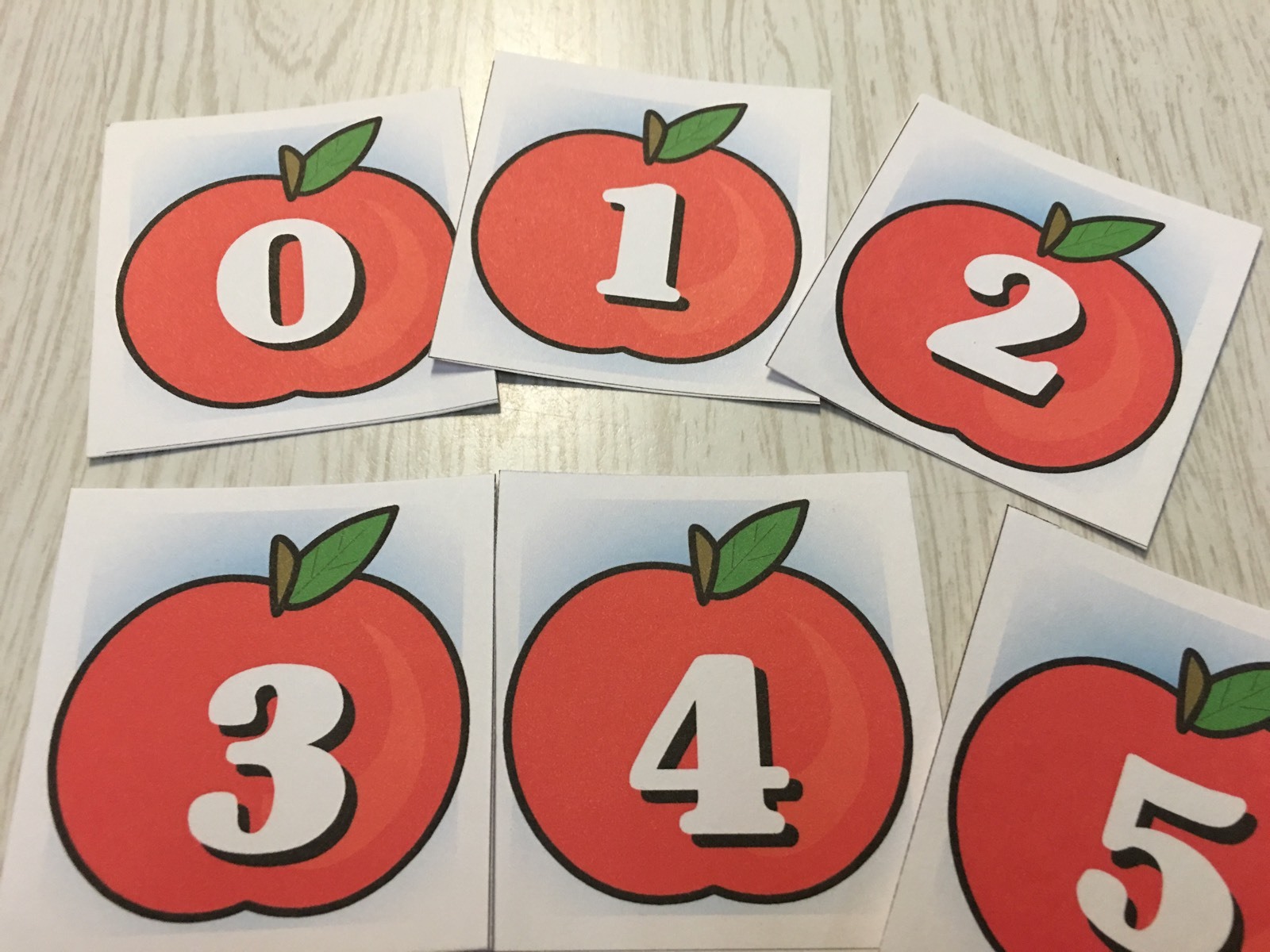 Apples – 0-10 Number Cards – Laminated Card Set- Pre-school- Kindergarten