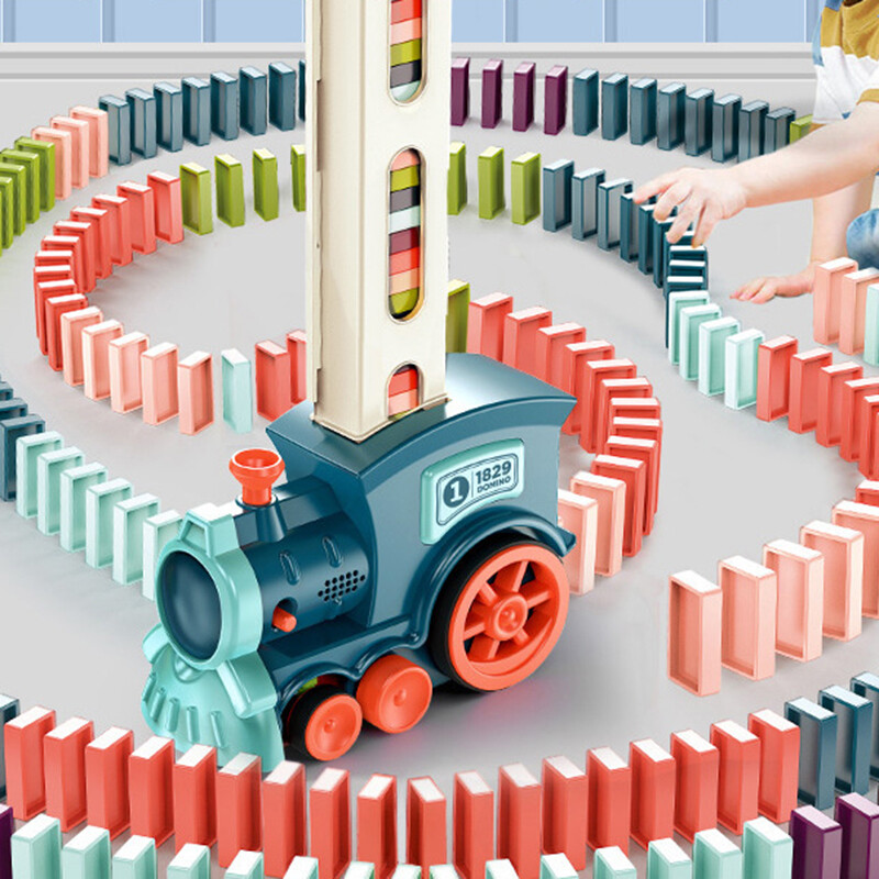 Kids Electric Domino Train Automatic Laying Dominoes Brick Car Blocks Toy Set US