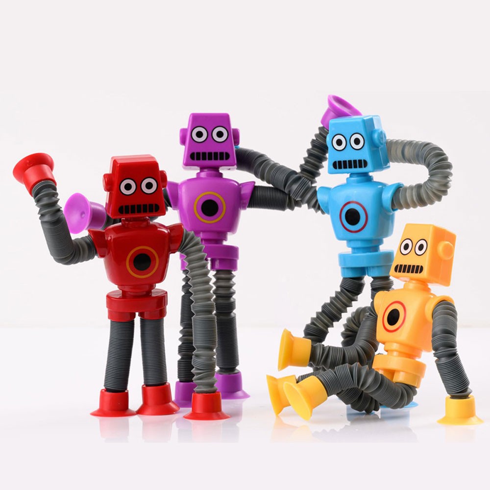 LED Telescopic Suction Cup Robots Toy Stress Relief Light Up Robot Toy GN