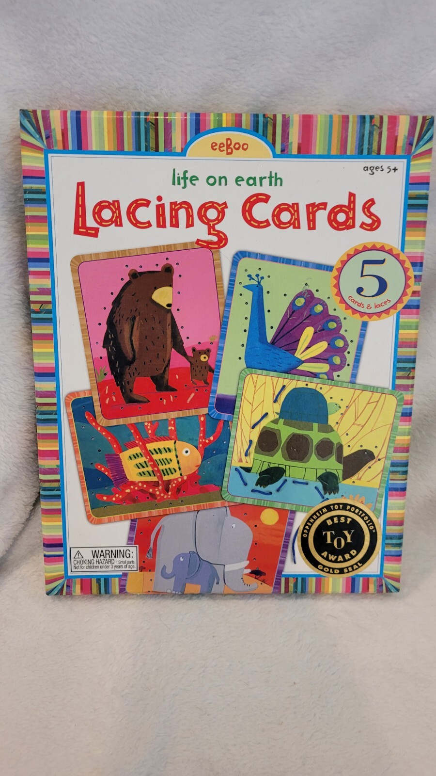 BEST TOY eeBOO Life On Earth LACING CARDS ACTIVITY KIT SET 3+ GIFT Set Of 5