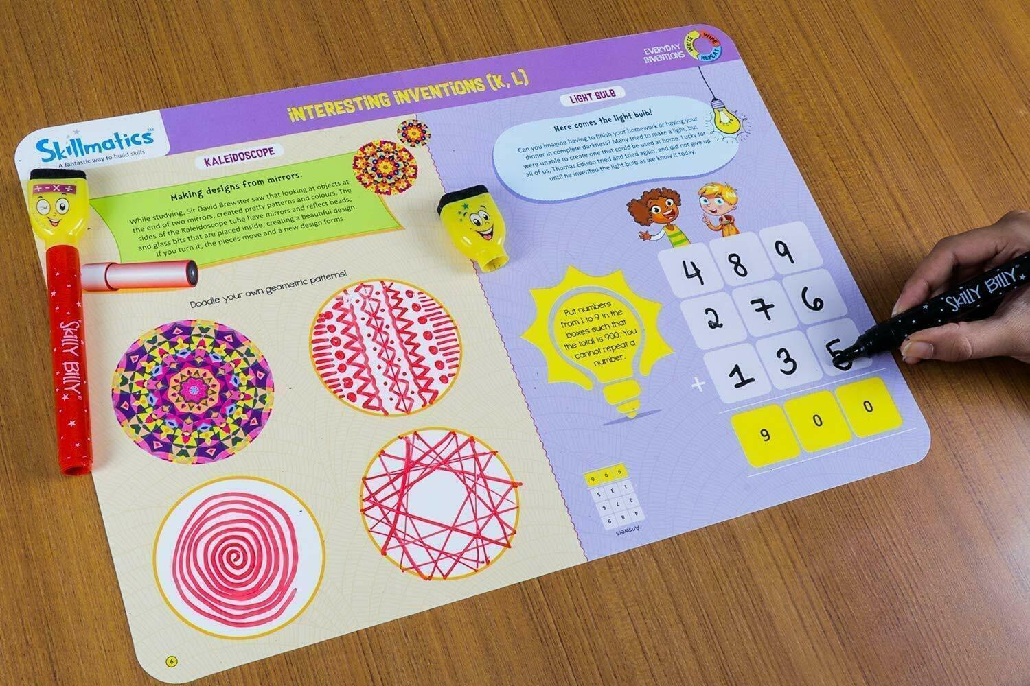 Educational Game Everyday Inventions Reusable Activity Mats by Skillmatics.