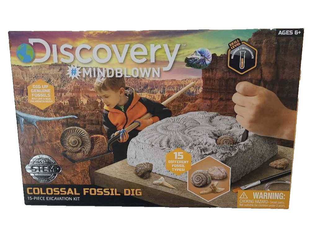 Discovery #Mindblown Colossal Fossil Dig Excavation Kit 15 Different Types New