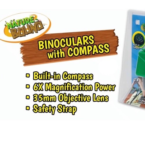 Nature Bound Kids Binoculars w/ Compass | Green 6×35 Outdoor Toy for Ages 3+