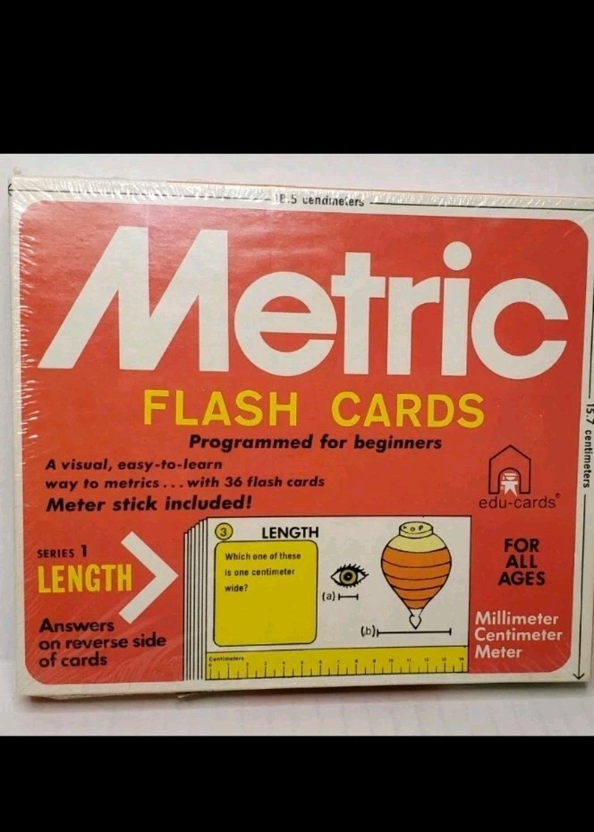 Metric Flash Cards Edu Cards Volume Vintage 1976 New In Sealed Box