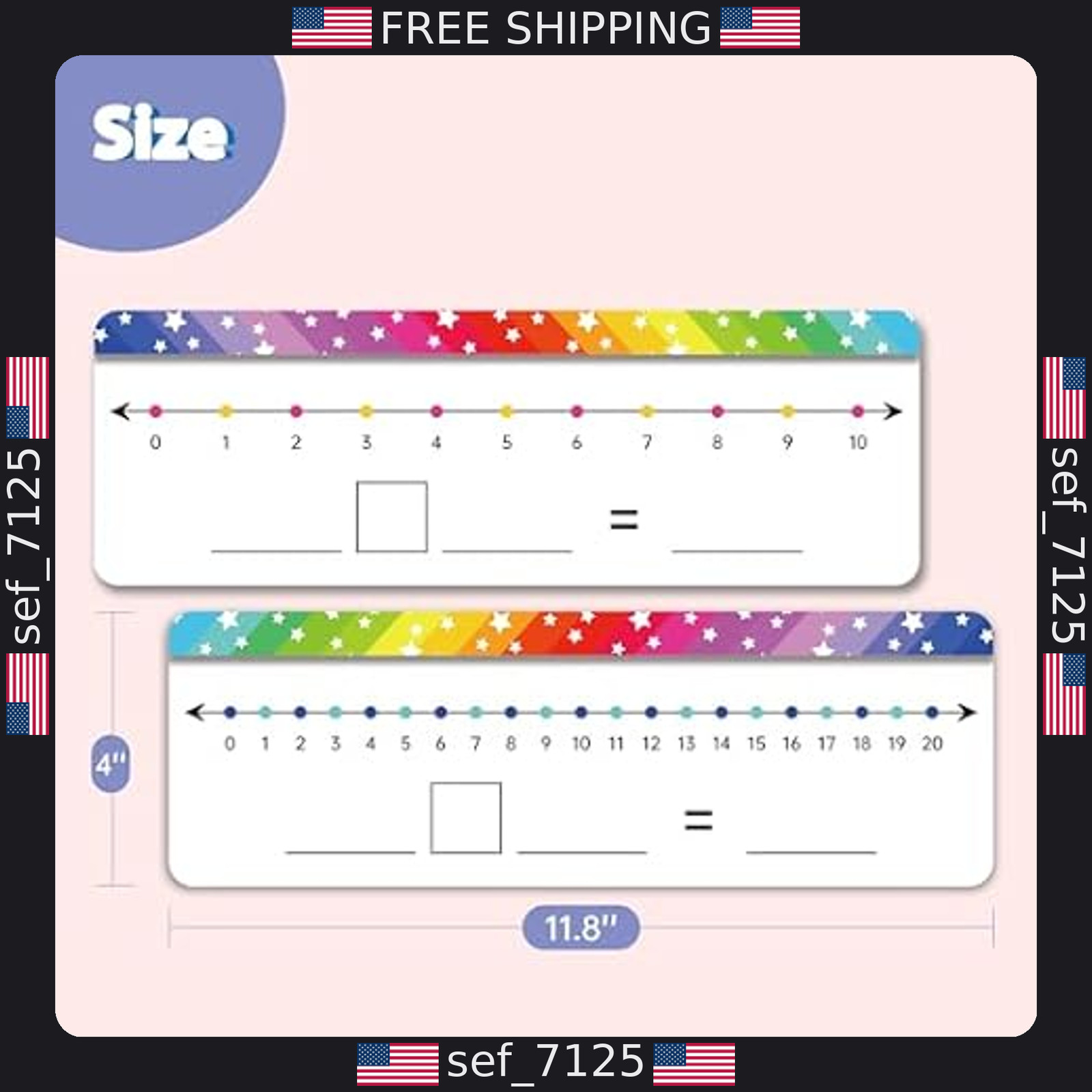 VUSIGN 26-Pack Double-Sided Dry Erase Number Line Cards 11.8? x 4?