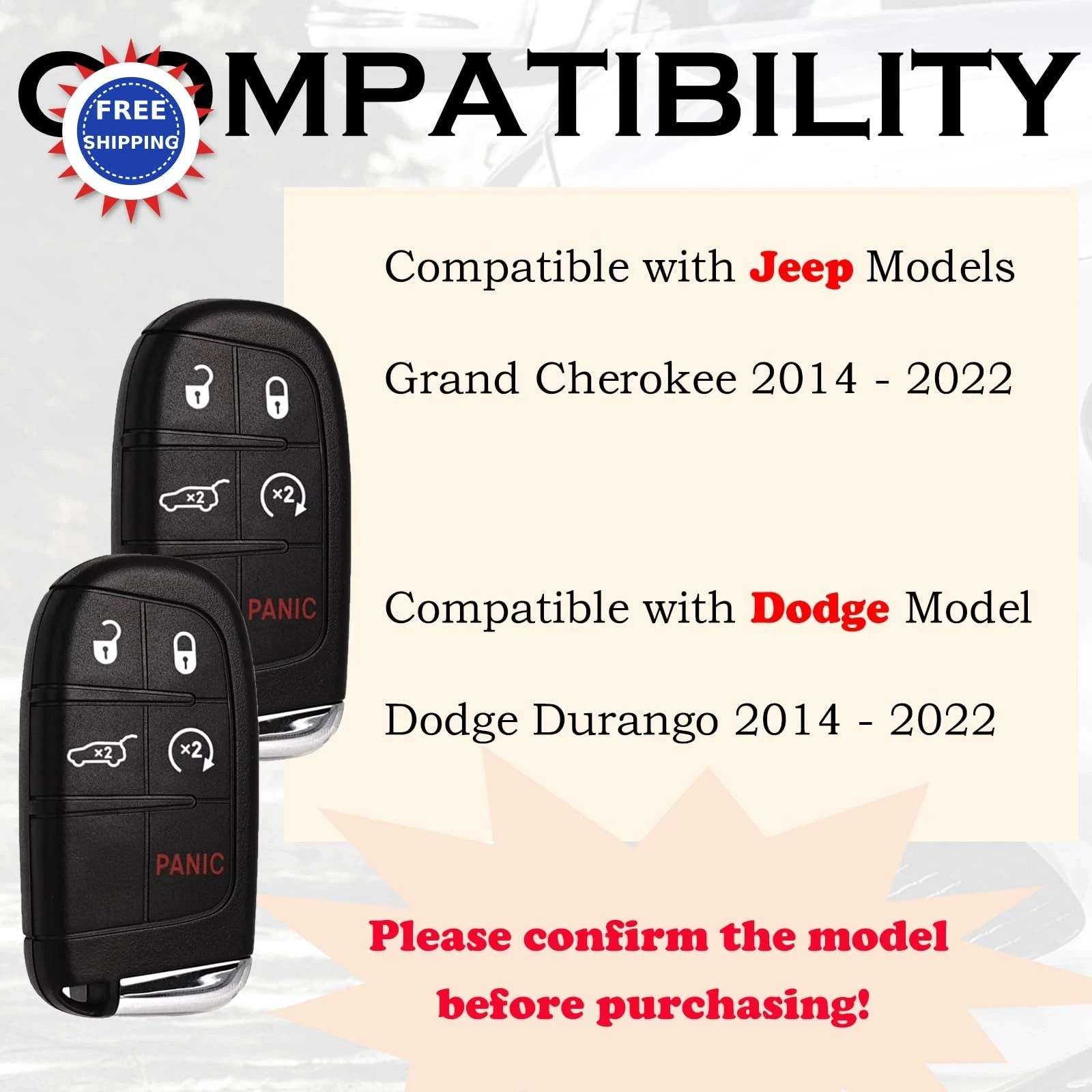 SUPALAND Car Key Fob Replacement Fits for Jeep Grand Cherokee Dodge Durango