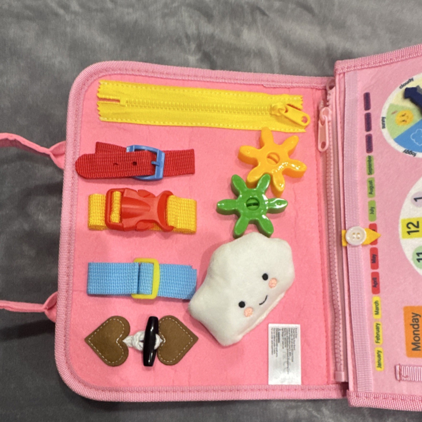 ESJAY Unicorn Busy Board Pink Toy for Kids Ages 3-7 Alphabet Numbers Shapes