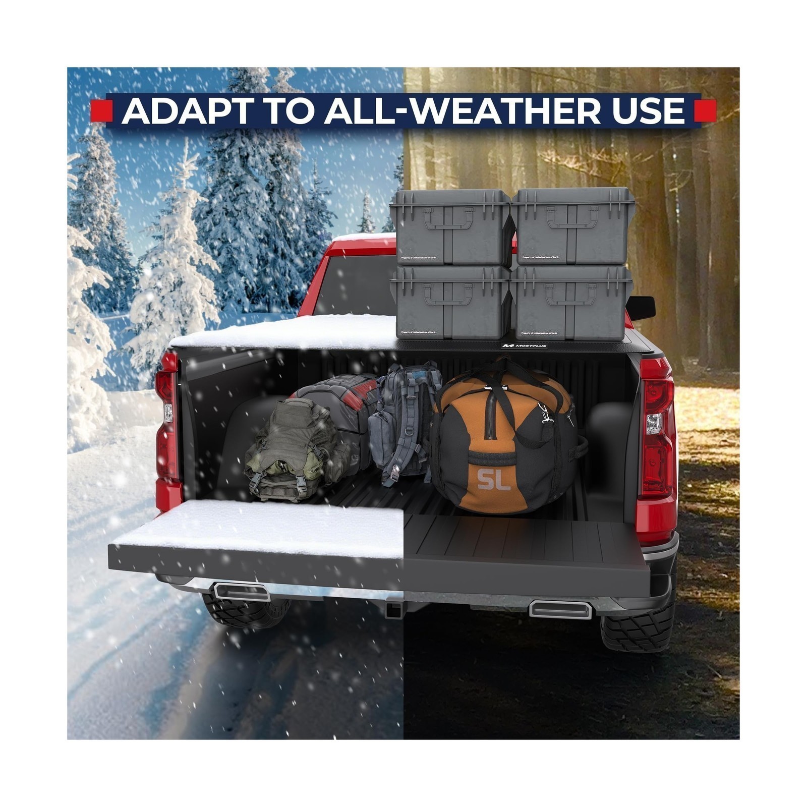 Roll-Up Tonneau Cover – Fit For Silverado/Sierra 2014-2018, 6.5/6.6 Ft Bed