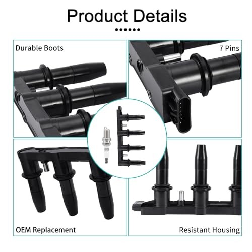 Set of 4 UF620 Ignition Coil Pack & 4504 Spark Plugs For Chevrolet/Chevy Aveo 5