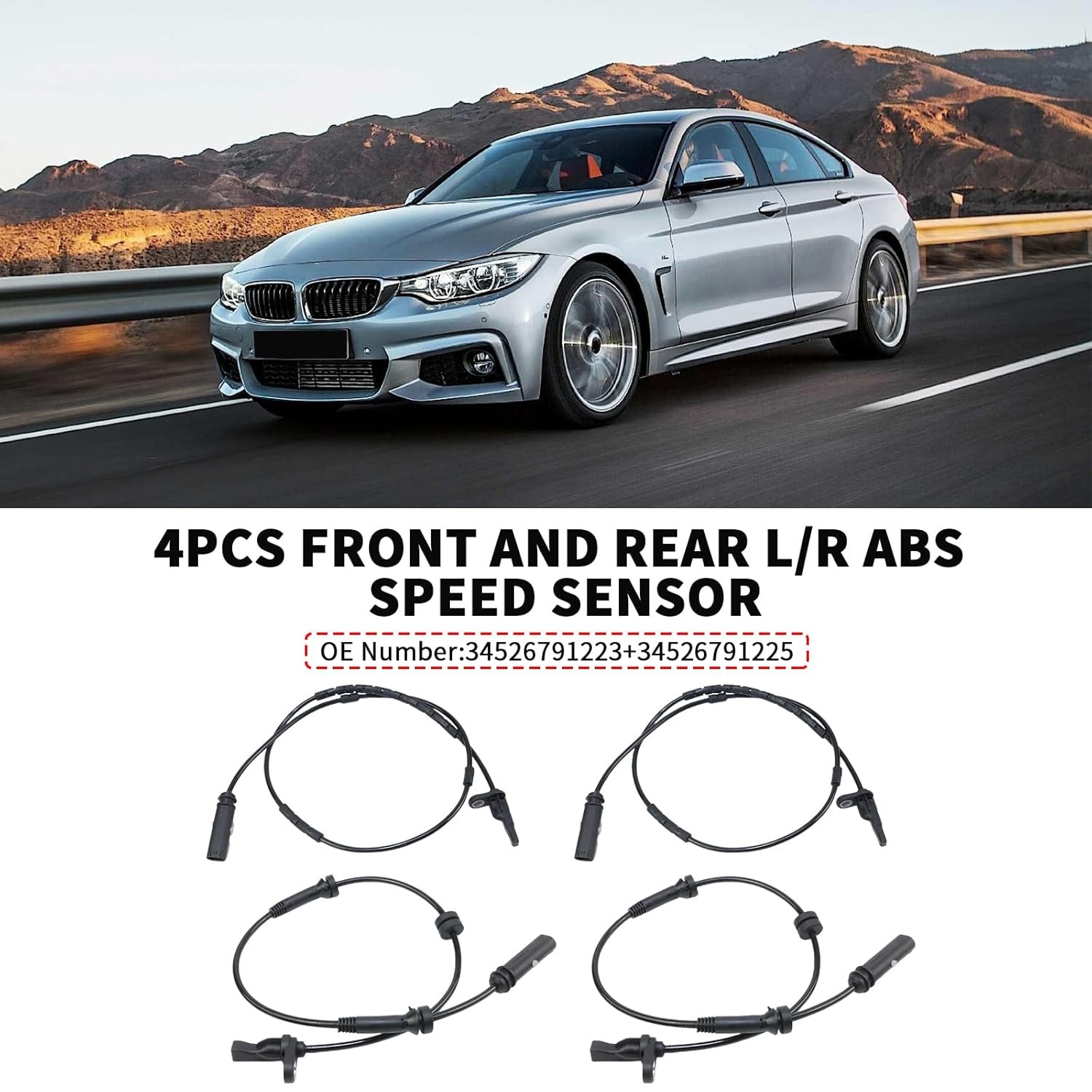 4 PCS Front and Rear L&R ABS Speed Sensor for BMW 2011-2021 M135 118i 220i 320i