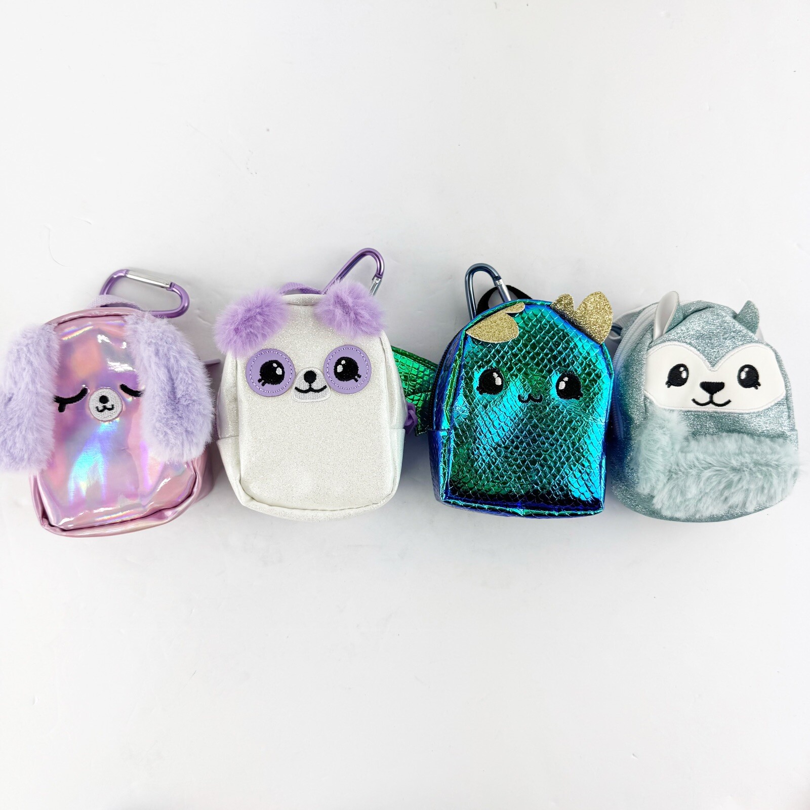 Lot of 4 Miniature Animal Backpack Clip Ons With Fun Accessories & Tools