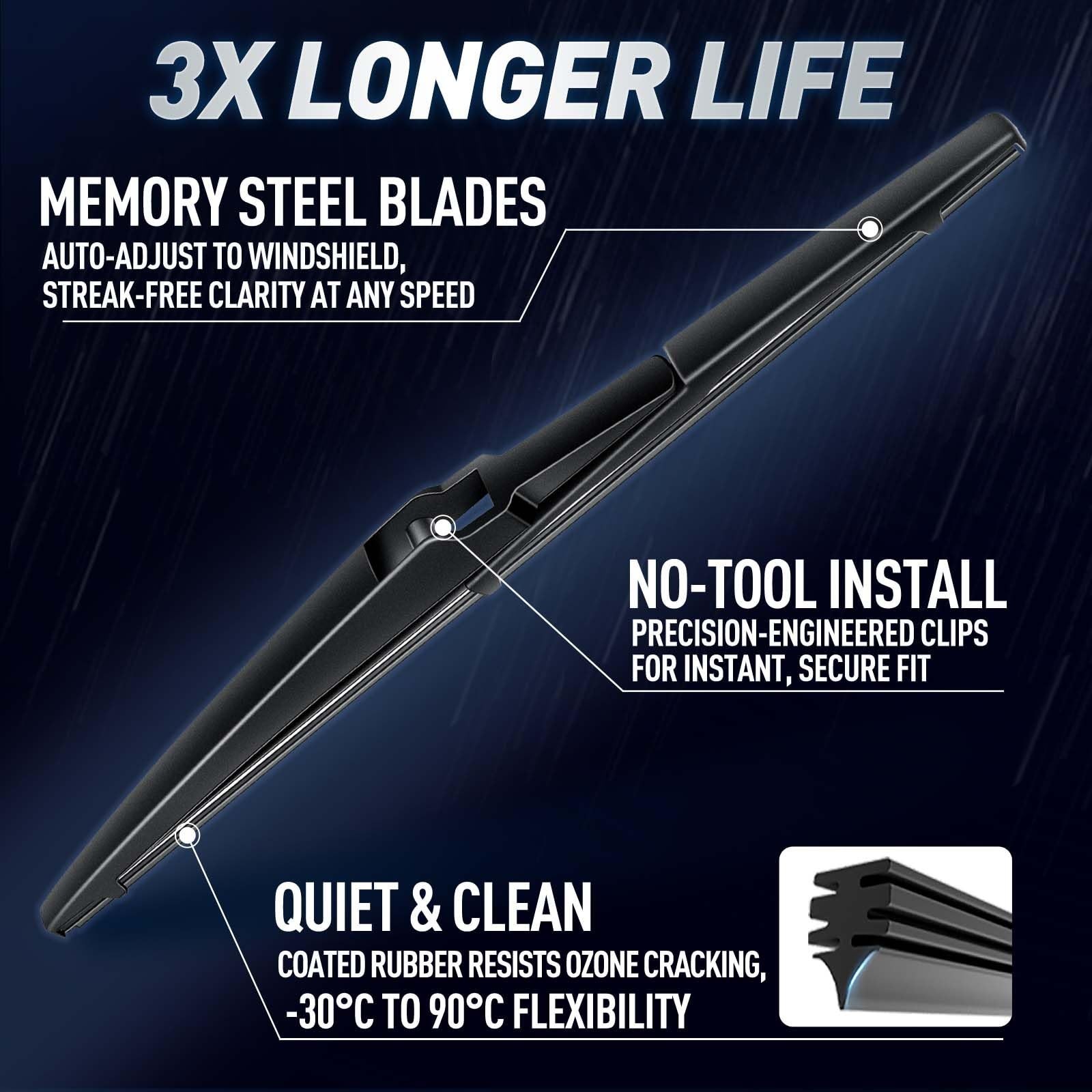 10″ Rear Wiper Blades for Toyota Highlander 2025-2026 RAV4 2018-2013 Corolla …