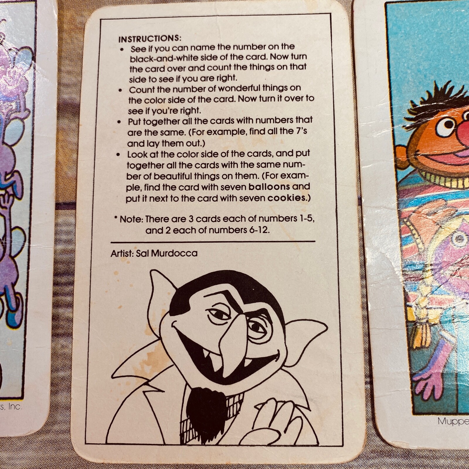 Vtg Game 1978 Cards Muppets Counting Nostalgic Playtime Cookie Monster Henson j
