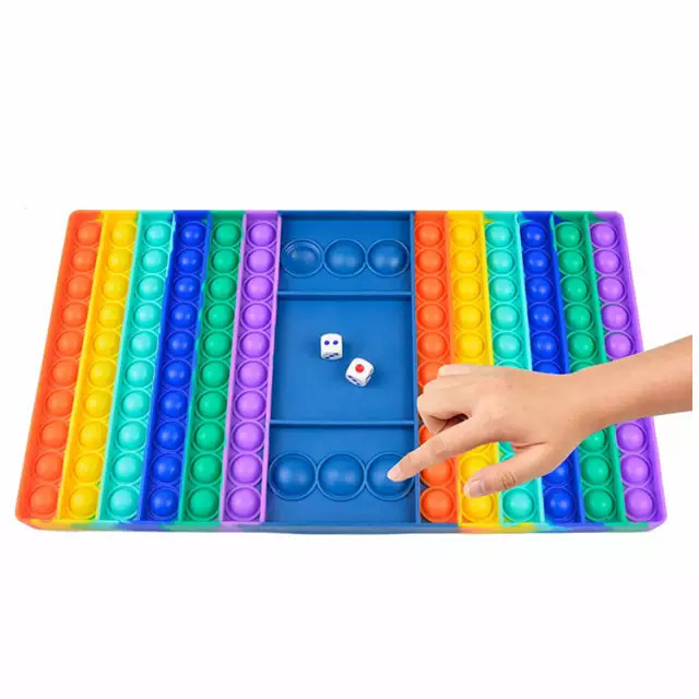 Two Dice Two Players Silicon Bubble Rainbow chess board push Pop Game Fidget Toy