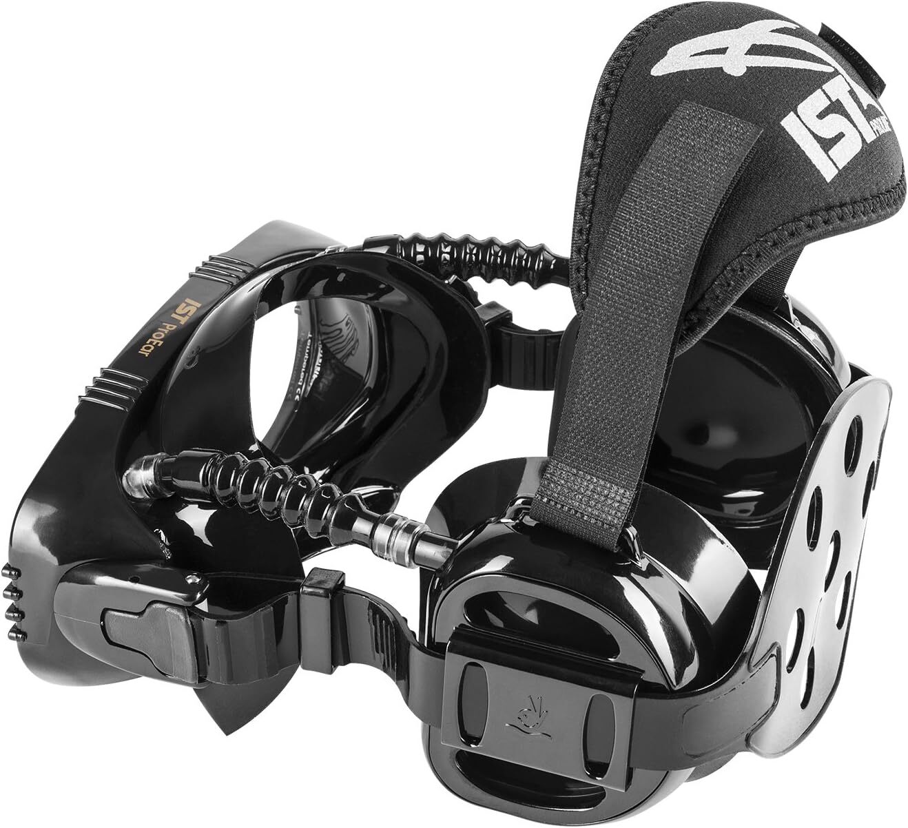 IST ProEar Dive Mask with Ear Covers, Scuba Diving Pressure Equalization Gear,