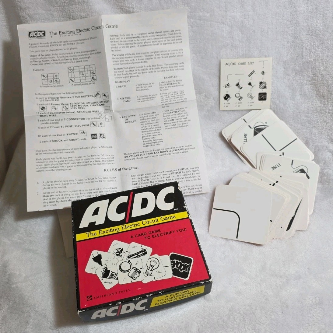 1970s Complete AC/DC The Exciting Electric Circuit Card Game AMPERSTAND PRESS