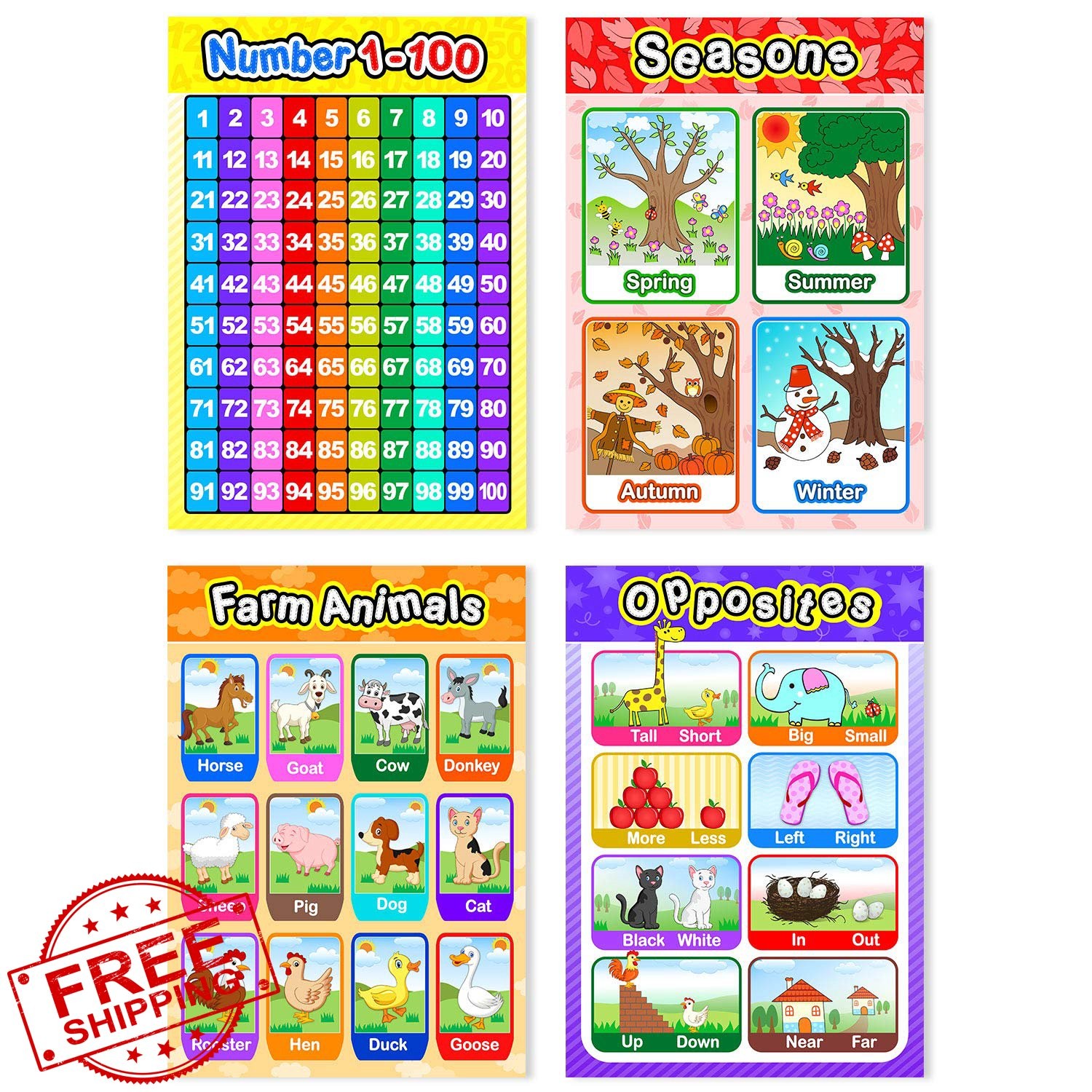 Blulu 12 Preschool Educational Posters 16×11