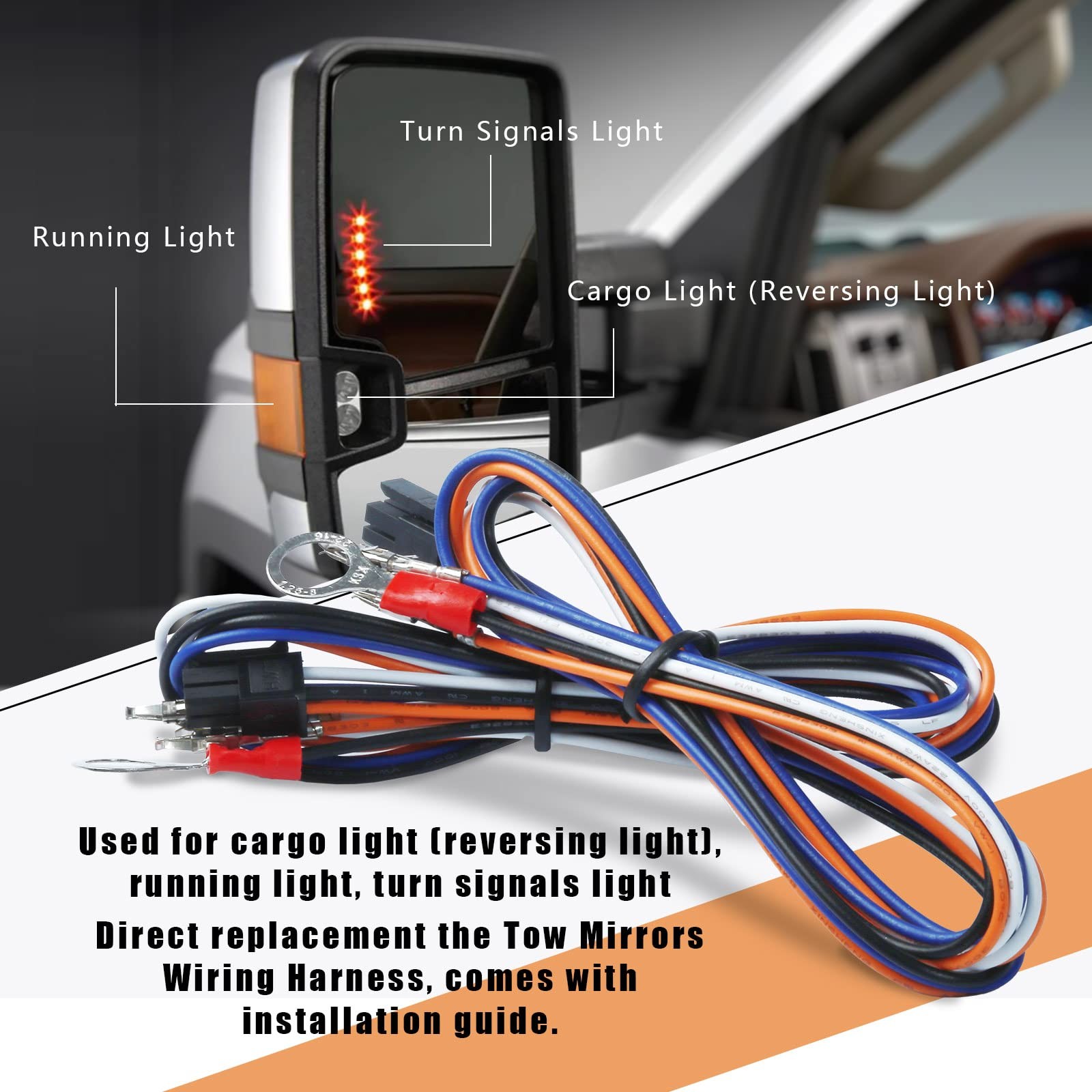 Lisnhlin Tow Mirrors Wiring Harness Compatible with Chevrolet Chevy…