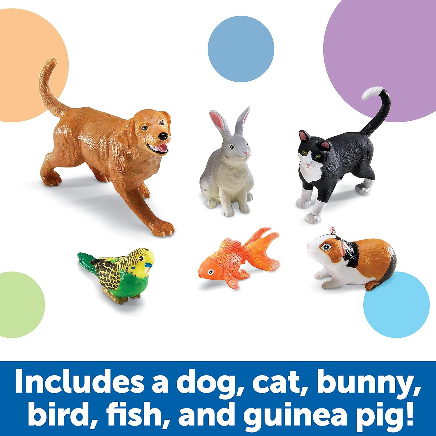 Jumbo Domestic Pets – 6 Pieces, Ages 2+ Preschool Pet Toys, Classroom Desk Pets,