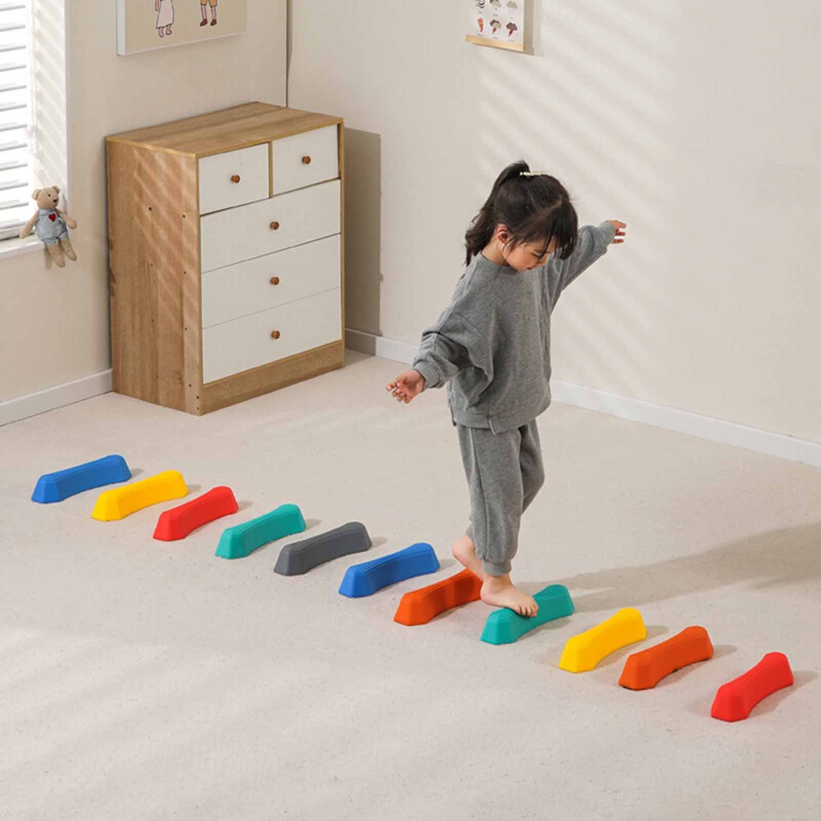 6PCS Stepping Stones Rainbow Non-slip Textured Sensory Stepping Stones for Kids