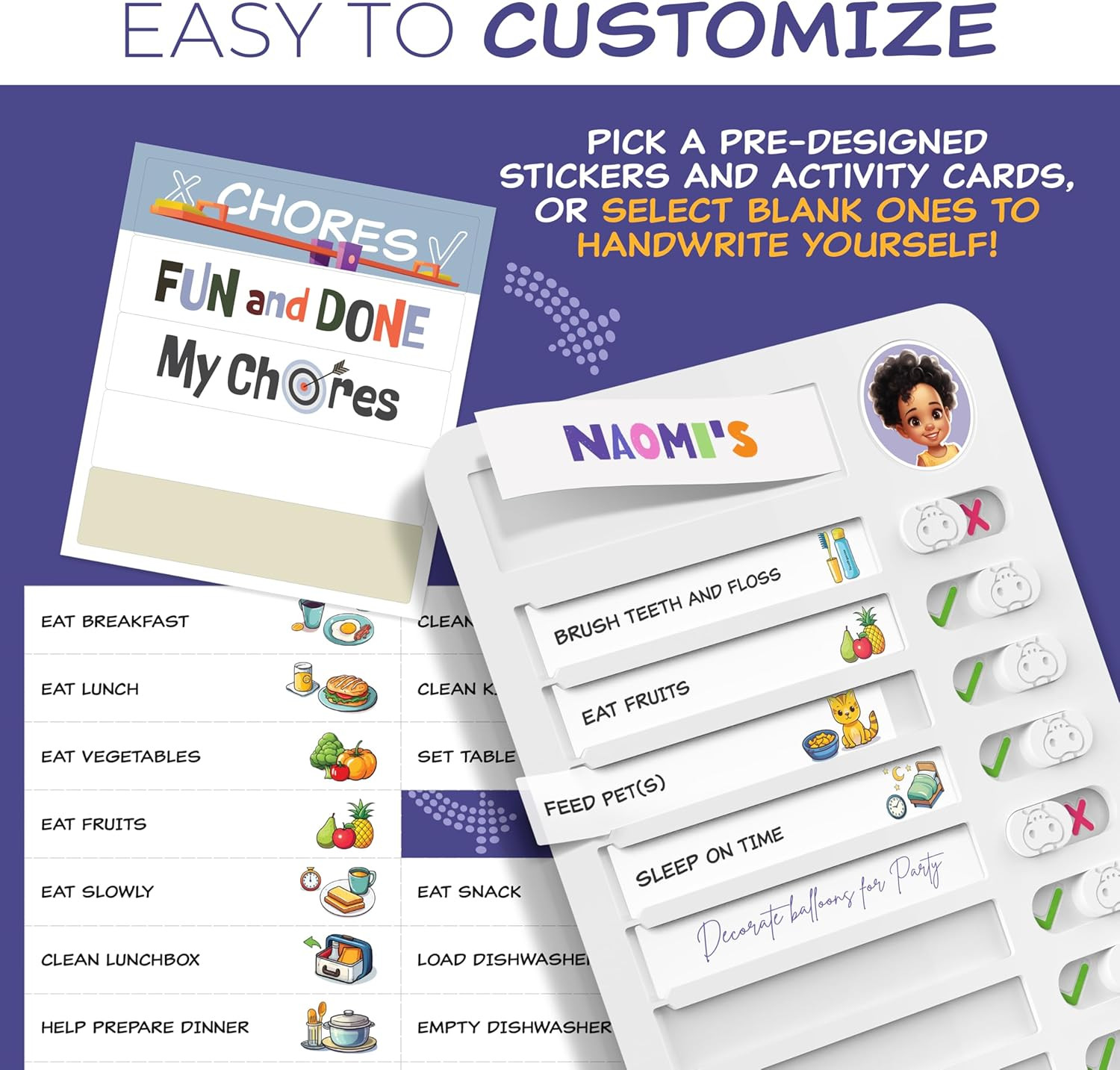 Chores Chart for Kids – Daily Routine Chart for Kids with Checklist & Stickers,
