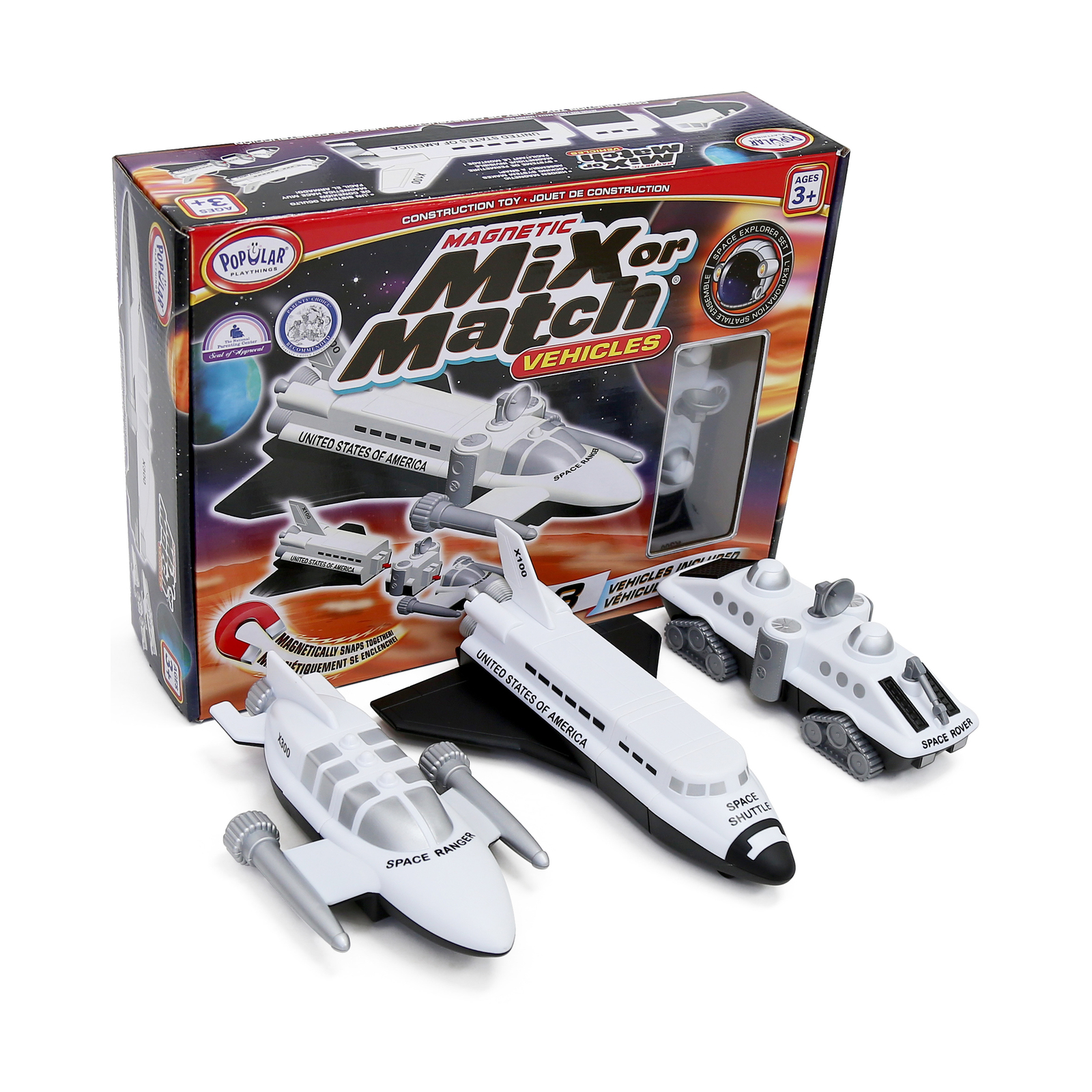 New – Popular Playthings Magnetic Mix or Match Vehicles: Space Explorer Set