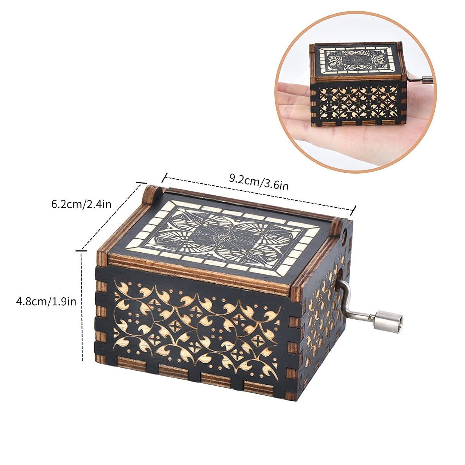 Wood Music Box, Wooden Hand Crank Musical Instrument with Melody You’re My