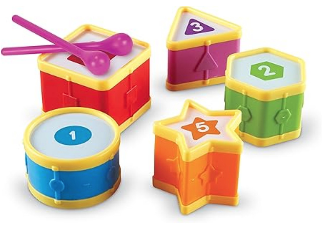 Learning Resources Brightly Colored Learning Drums, Number and Shapes, Set of 5,