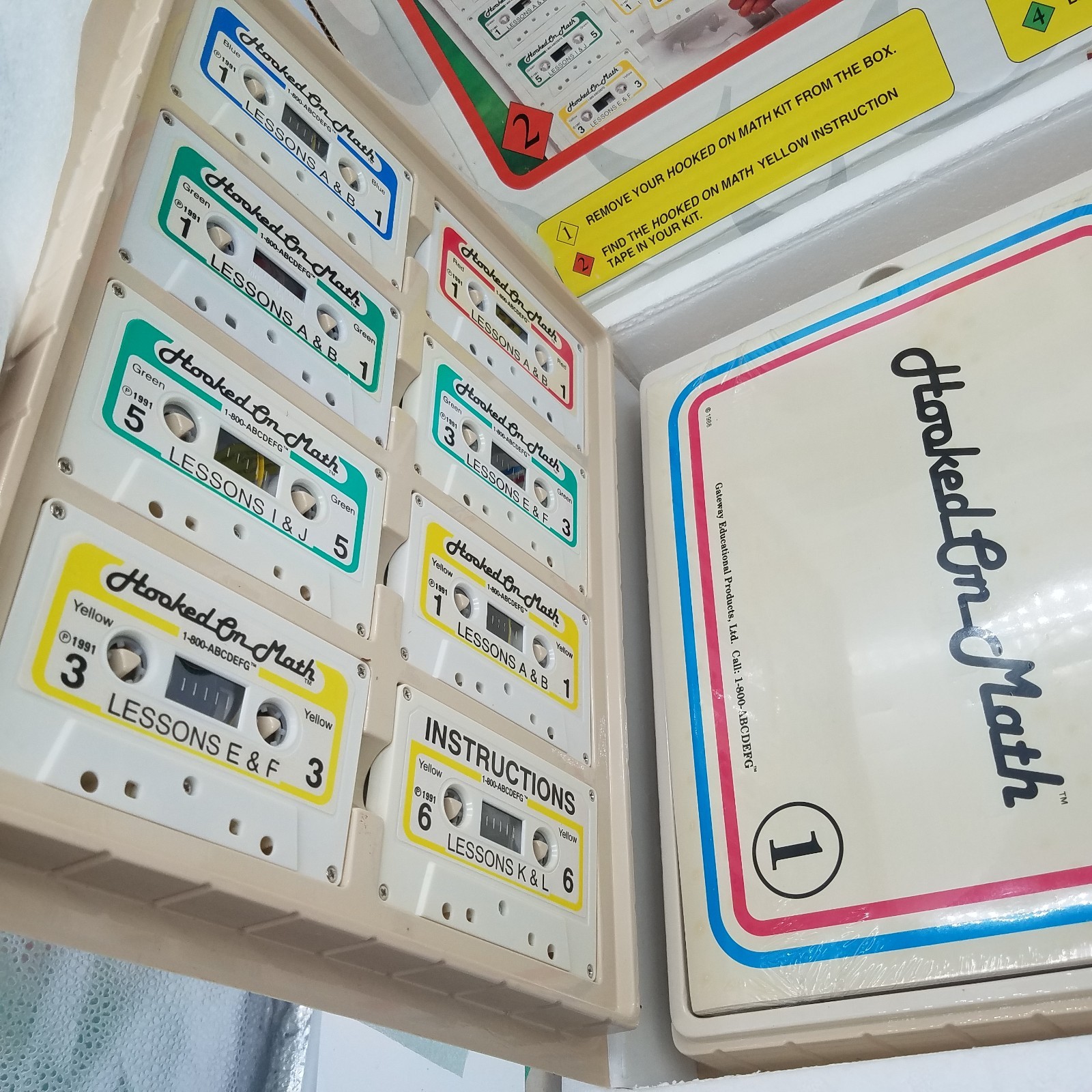 Vintage Hooked on Phonics Math Boxed Set Cassette Books Cards 1988 Home School