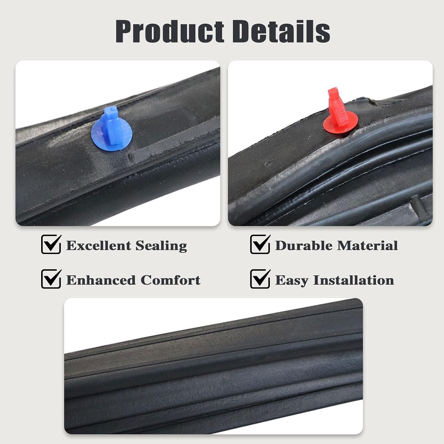 FZJDSD Front Full Door Felt Seal Compatible Jeep Wrangler 2007-2018