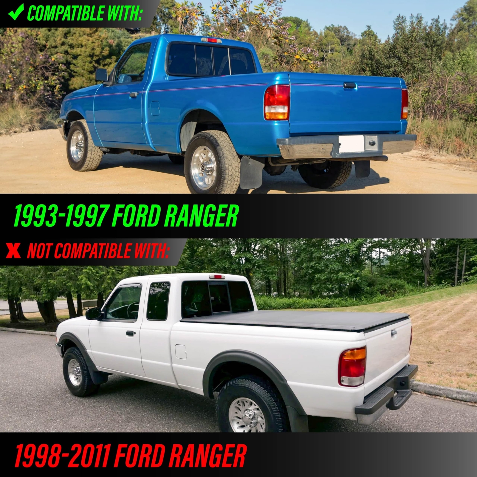 USR 93-97 Ranger Pick-Up Tail Light Set – SMOKED Tail Lamps Pair (Left + Righ…