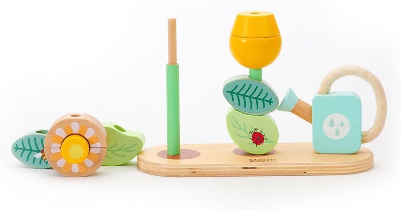 Classic World – Stacking Rings Flower Garden – Montessori Toy – Developmental, C