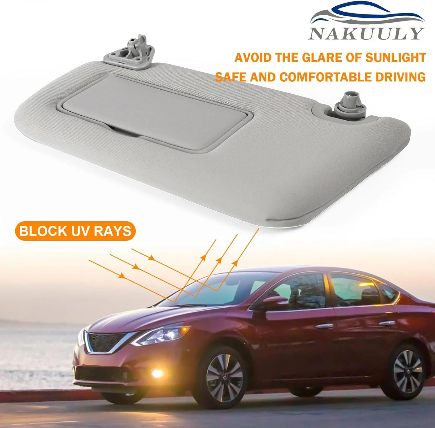 Left Driver Side Sun Visor w/o Light Compatible with Nissan Sentra 2013 2014 201